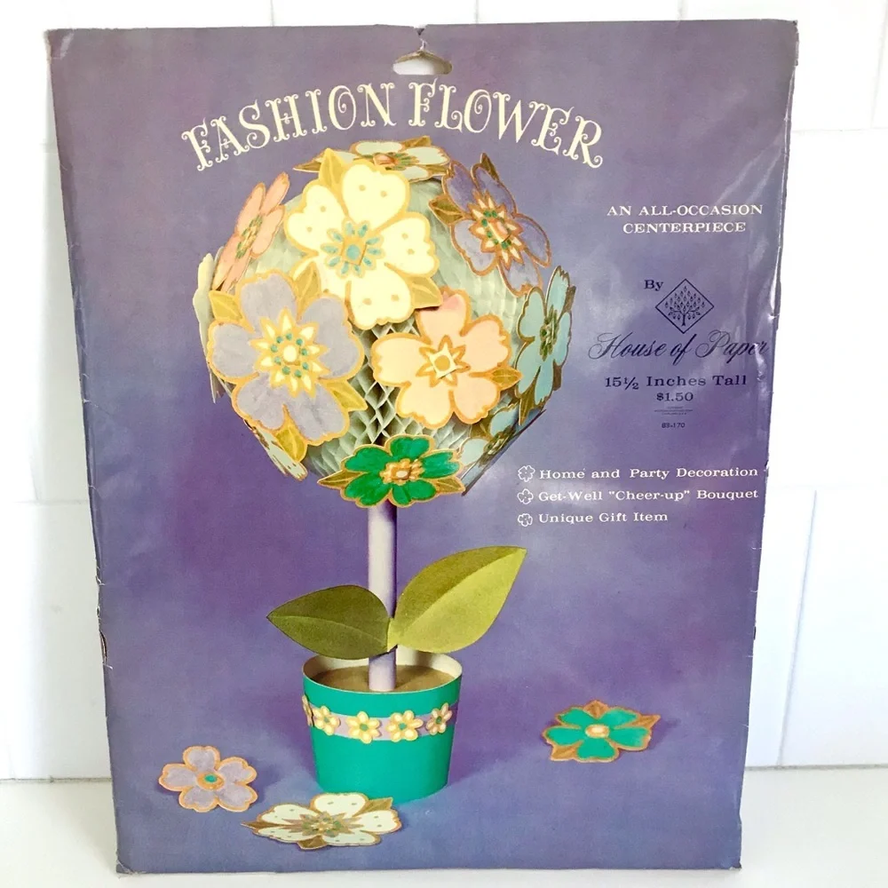 Vintage 60’s mod flower tree paper decoration